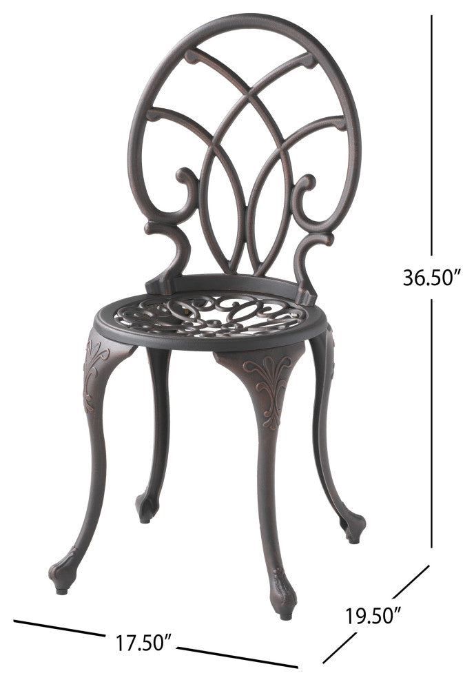 GDF Studio 3-Piece Andover Outdoor Copper Cast Aluminum Bistro Set