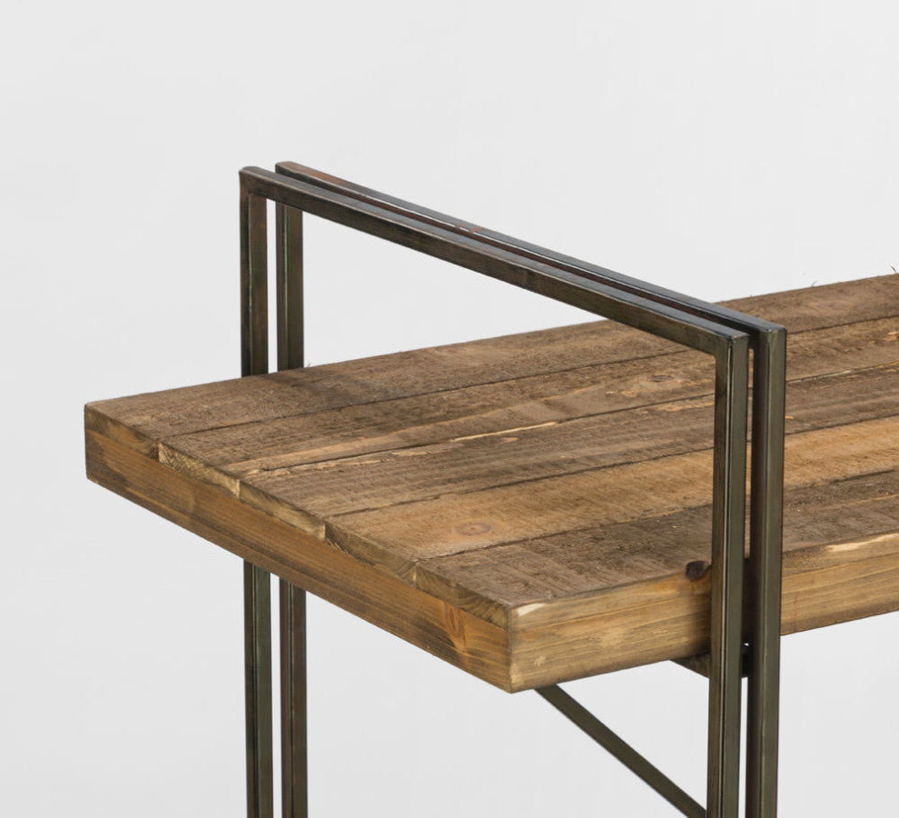 Brown Wood Metal Three Shelf Display Unit