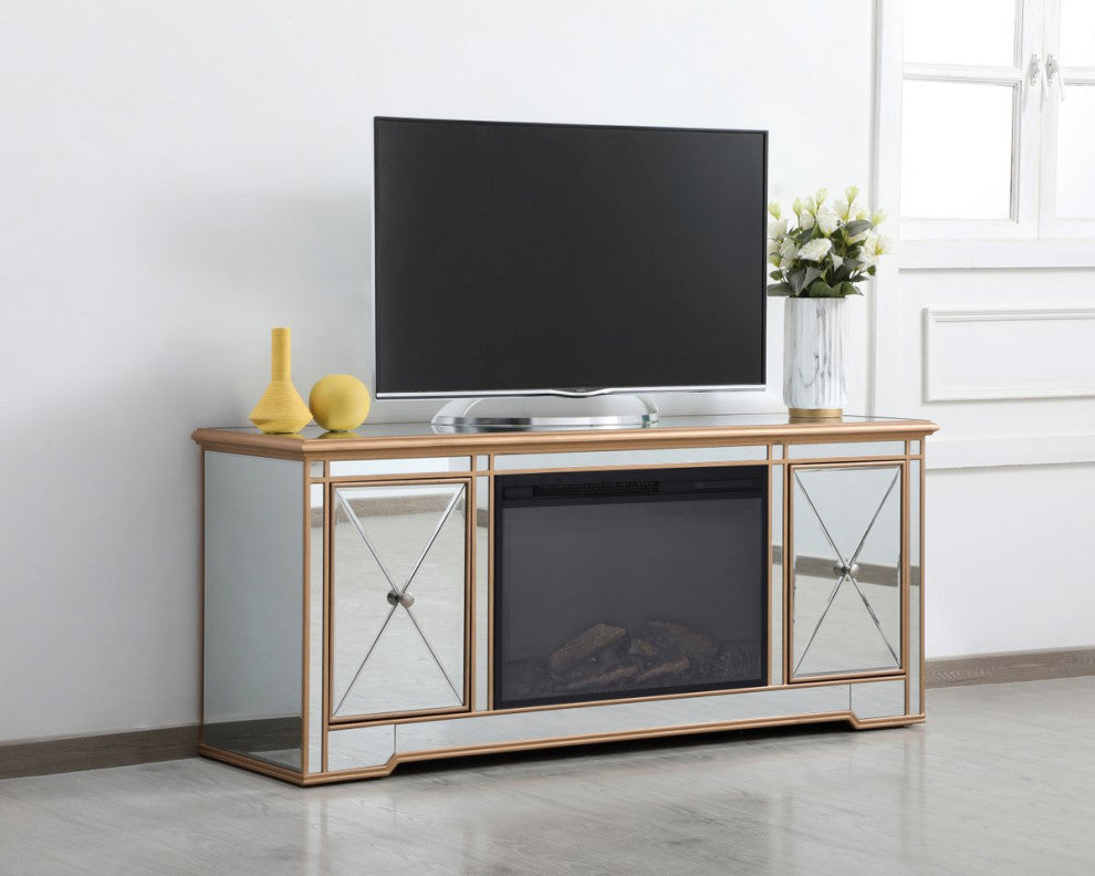 Elegant MF60160G-F1 Modern 60" Mirrored Tv Stand