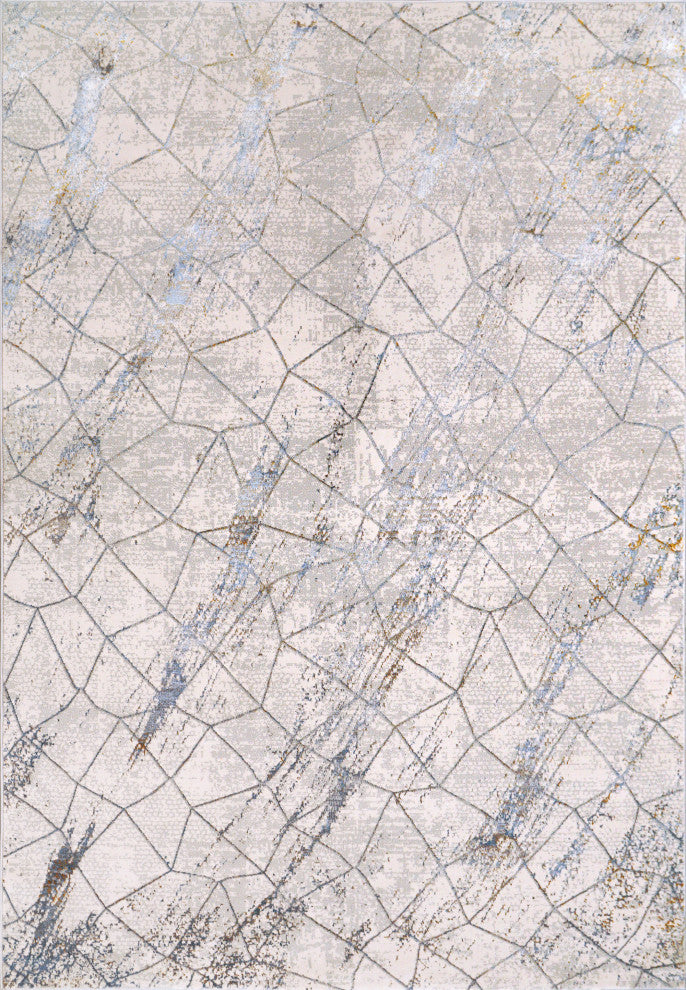 Dynamic Rugs Gold Polyester Area Rug 1352-897 Cream/Silver/Gold, 7'x10'
