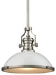 Chadwick 1-Light Pendant, Gloss White-Satin Nickel