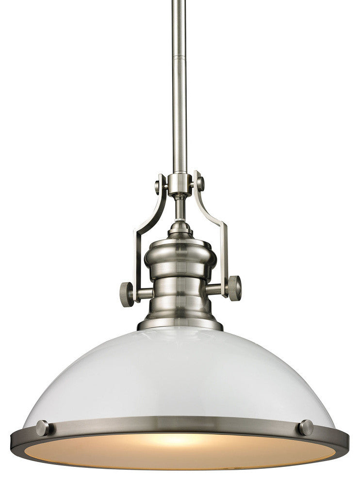 Chadwick 1-Light Pendant, Gloss White-Satin Nickel