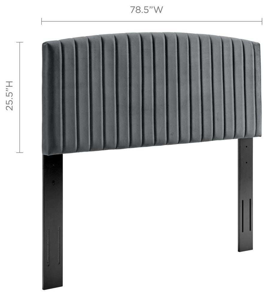 Rebecca Performance Velvet King / California King Headboard - Charcoal