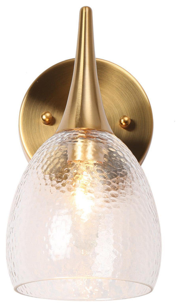 LNC 5" W 1-Light Polished Gold with Seeded Glass Modern Wall Sconce