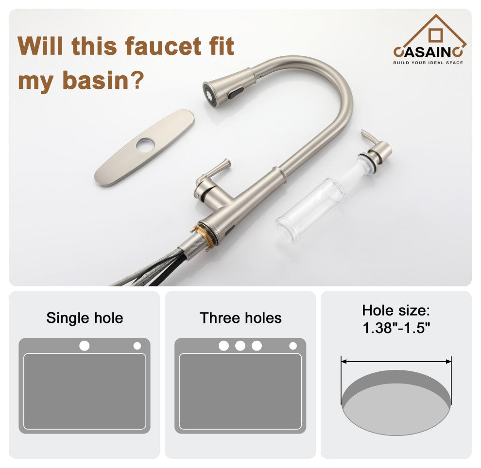Single-Handle Pull Down Sprayer Kitchen Faucet with Touchless Sensor, Brushed Nickel