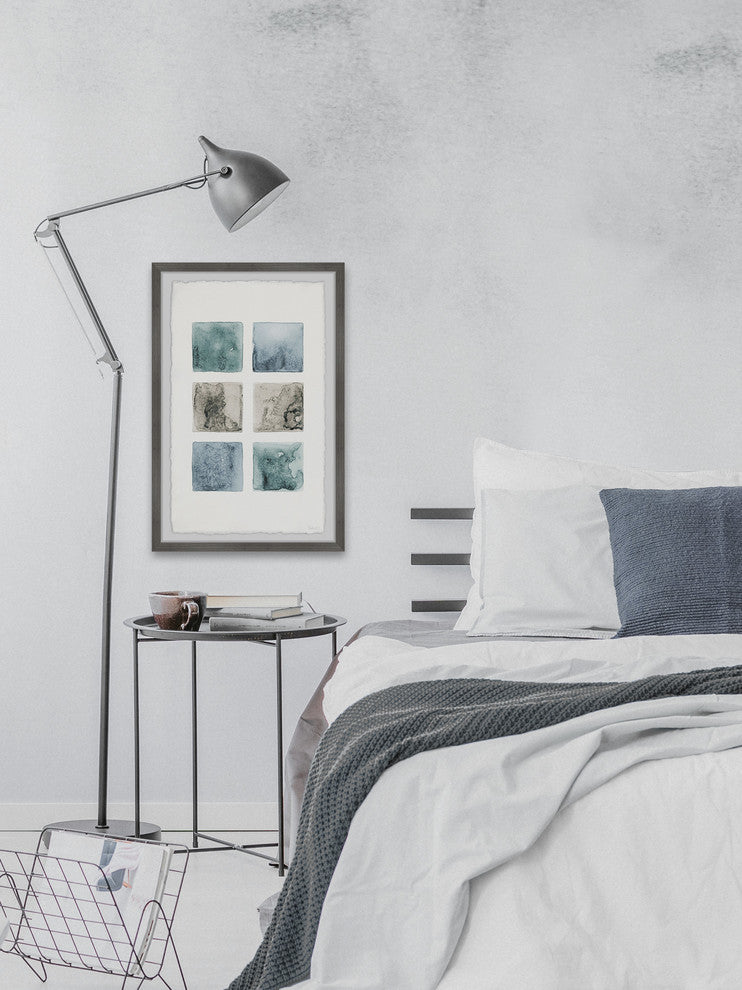 "Dark Shaded Squares" Framed Painting Print, 20"x30"