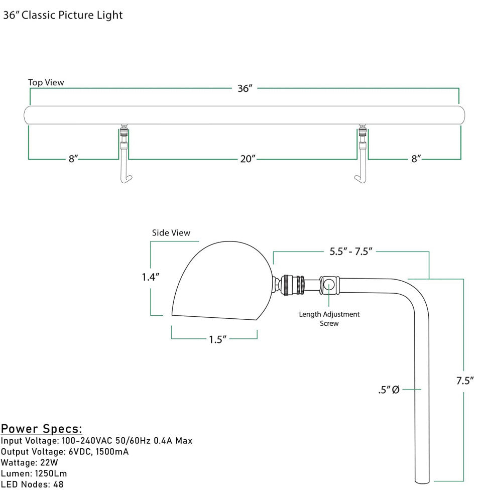 Classic LED Art Lights, Dimmable, Plug-in, Mahogany Bronze, 36"