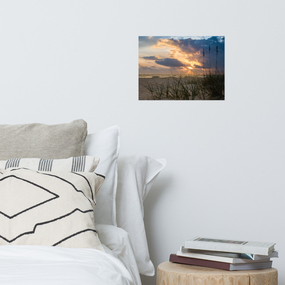 Coastal Style Wall Decor: Anna Maria Island Cloudy Beach Sunset 2 Print, 12" X 16"