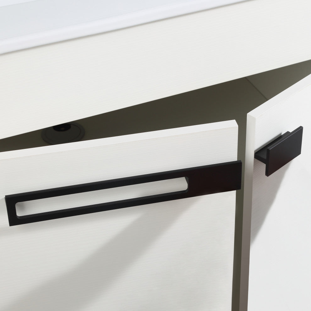 Freestanding/Floating Bathroom Vanity With white Ceramics Top, White, 30"