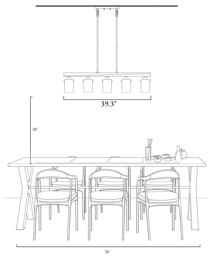 LNC Modern Contemporary 5-Light Black Gold Linear Kitchen Island Light