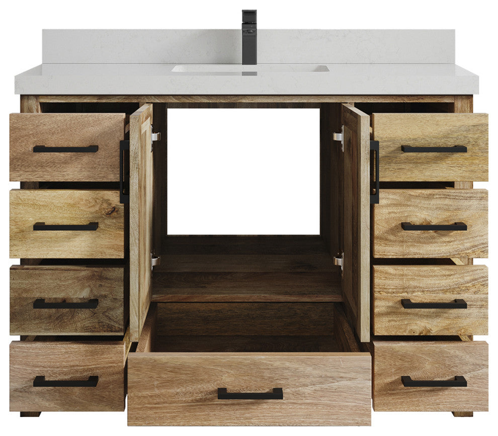 Malibu Mango 48 Single Sink Bath Vanity in Natural 2" Carrara Quartz