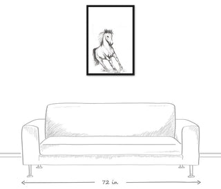 "Running Horse Sketch" Black Floating Framed Canvas, 20"x30"