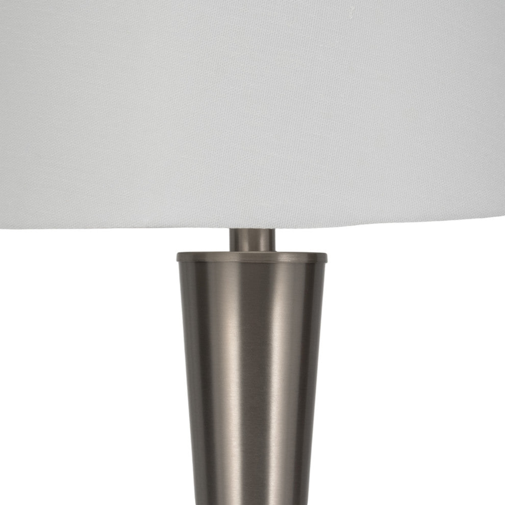 Metal, Set of 2, 25"H, Slim Cone Table Lamps, Nickel