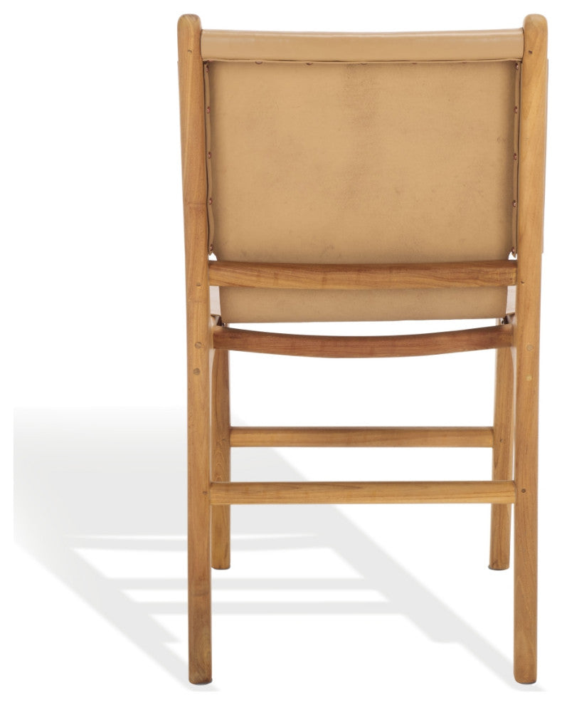 Safavieh Couture Cassaphina Leather Dining Chair, Tan/Natural