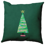 Cartoon Christmas Tree Accent Pillow, Forest Green, 26"x26"