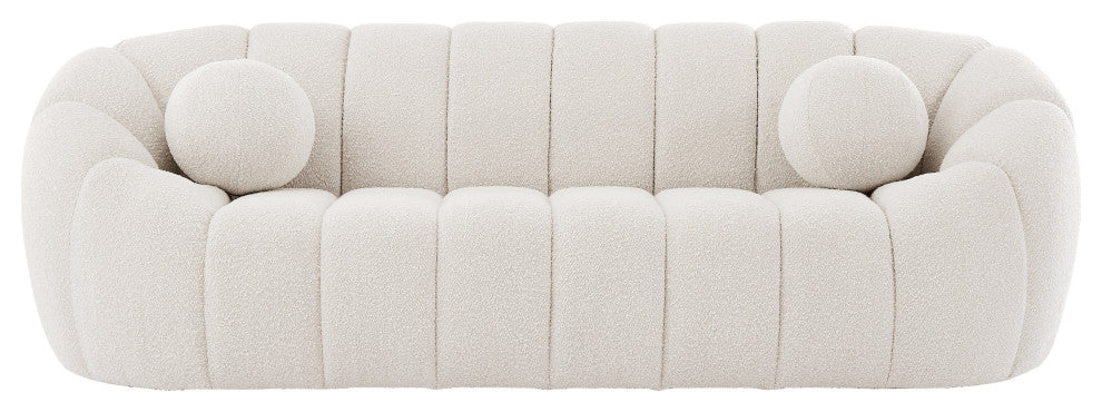 Elijah Boucle Fabric Upholstered Sofa, Cream