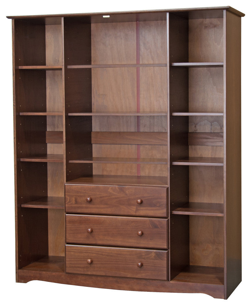 100% Solid Wood Family Wardrobe Armoire, Mocha