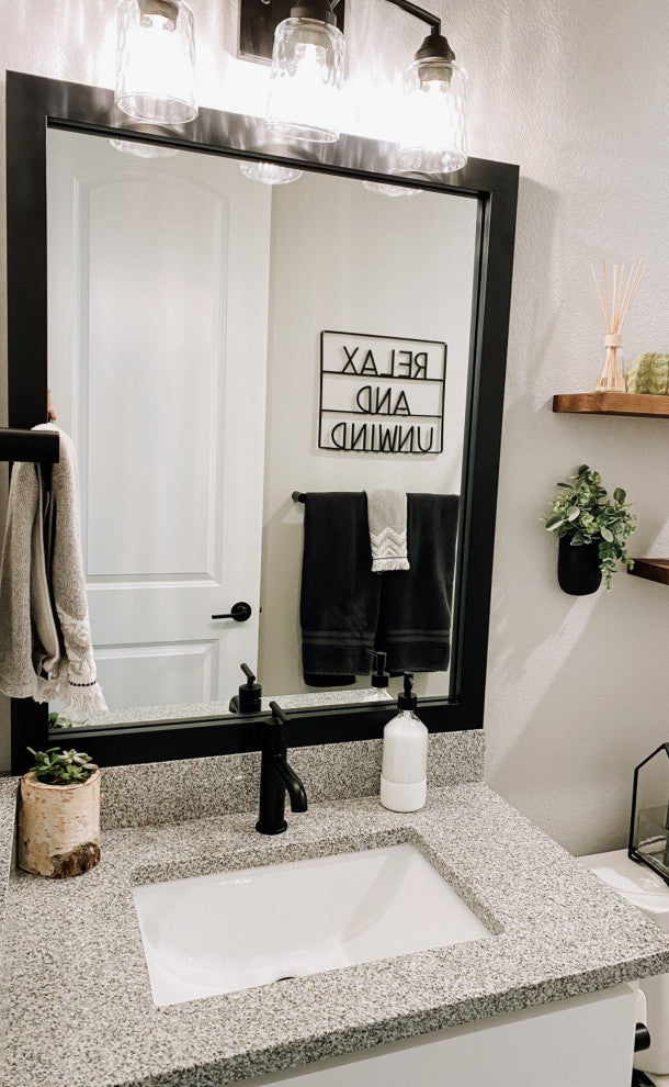 Meade Framed Wall Mirror, Black, 28"x54"