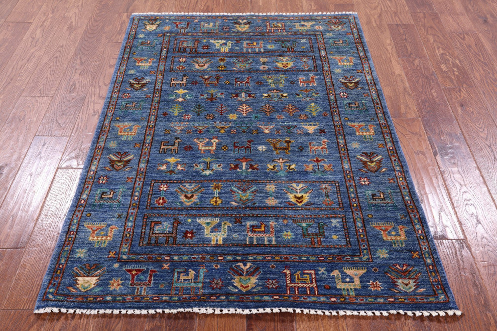 3' 6" X 4' 11" Persian Gabbeh Tribal Handmade Rug Q10823