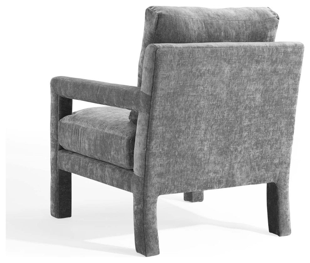Armchair Accent Chair, Velvet, Gray, Modern, Living Lounge Hospitality