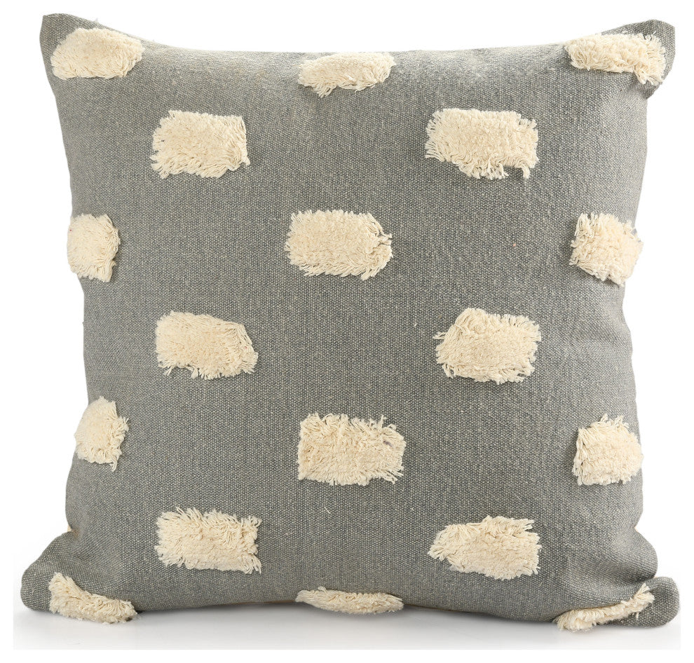 Pom Pom Palace Glam Throw Pillow, Light Gray, 20" X 20"