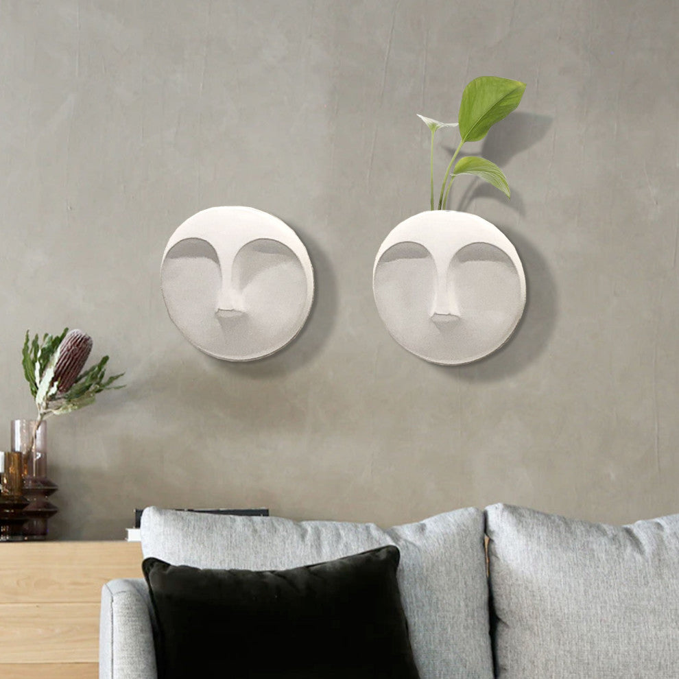 Matte White Round Face Wall Sculpture