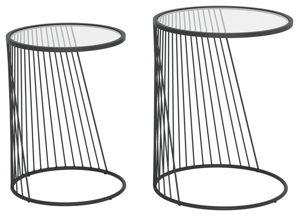Shine Nesting Tables Set Clear and Black