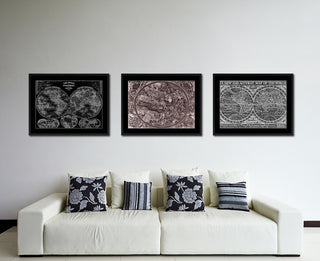 Christian Celestial Hemisphere Vivid Sepia Map On Canvas With Frame, 28" X 37"