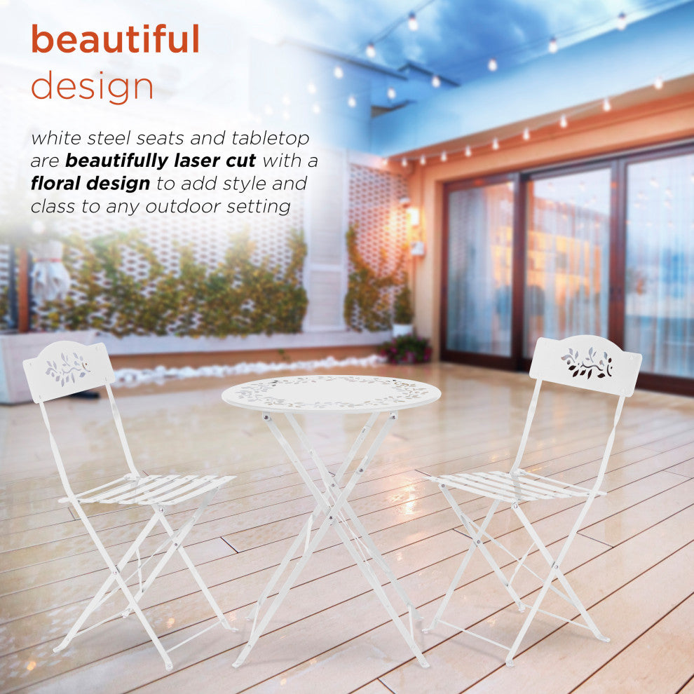 Metal 3-Piece Bistro Set, White