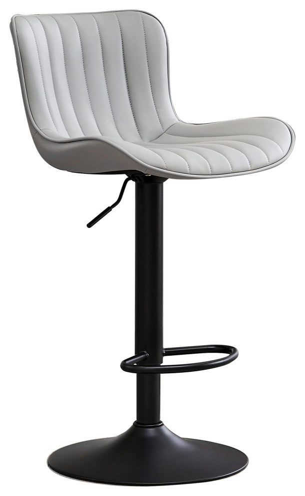YOUNIKE Set of 2 Leather Bar Stool Adjustable, Swivel, Wingback, Gray
