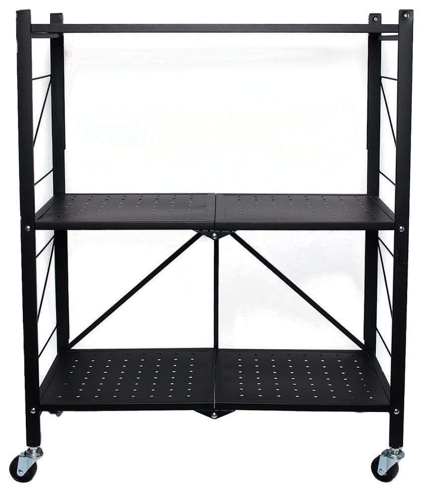 Metal 3-Tier Foldable Utility Rack, Black