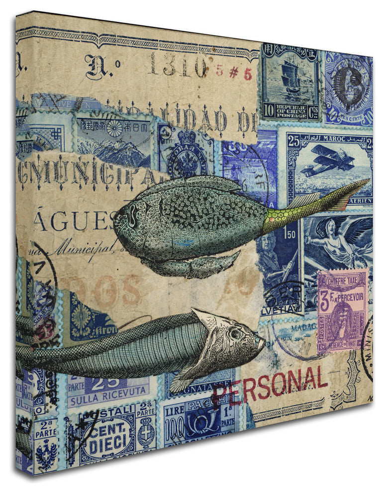 Nick Bantock 'Cap Cream Blue' Canvas Art, 14x14