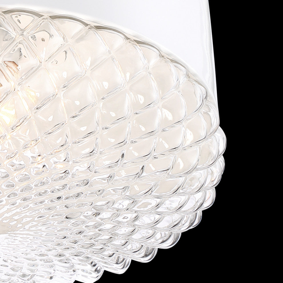 Corson Modern Light Pendant Polished Rose GoldWith Casted Weave Glass