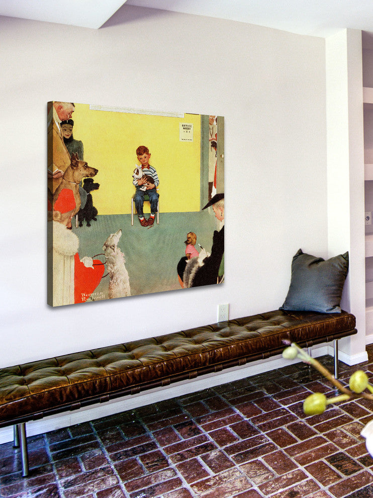 "At the Vets" Painting Print on Canvas by Norman Rockwell