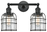 INNOVATIONS LIGHTING 208-BK-G54-CE-LED Small Bell Cage 2 Light Bath Vanity Light