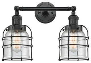 INNOVATIONS LIGHTING 208-BK-G54-CE-LED Small Bell Cage 2 Light Bath Vanity Light