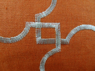 Nadiya Orange and White Handmade Luxury Pillow, 22"x22"