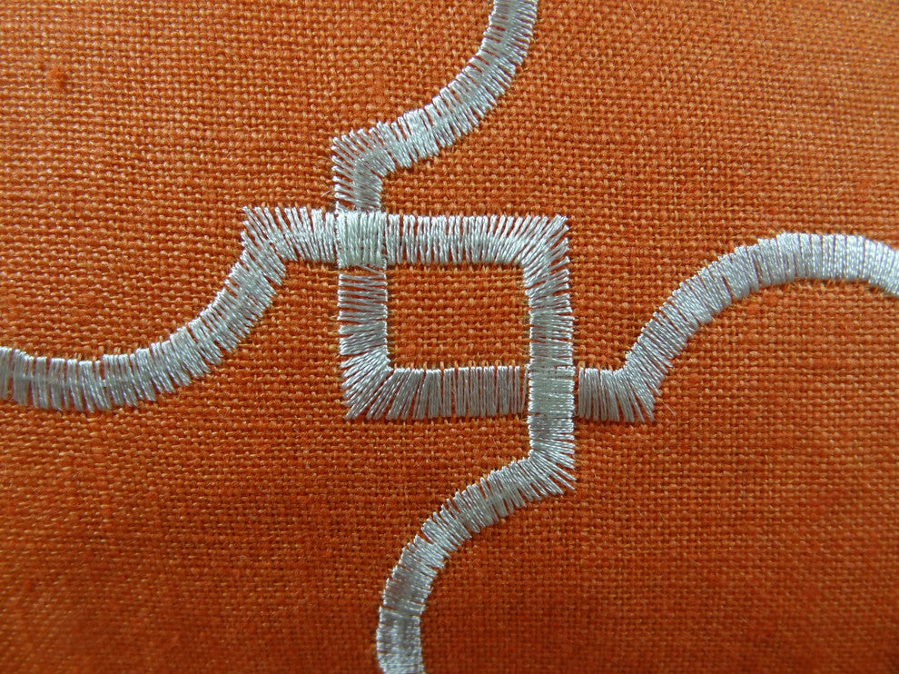 Nadiya Orange and White Handmade Luxury Pillow, 22"x22"