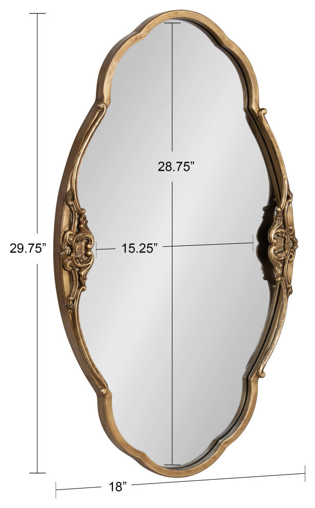 Novella Decorative Wall Mirror, Gold, 30"x18"