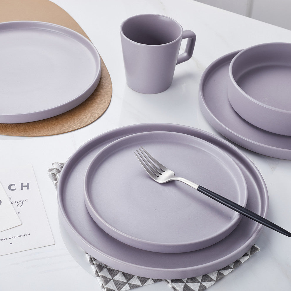 Stone Lain Cleo Stoneware 32 Piece Dinnerware Set, Light Gray