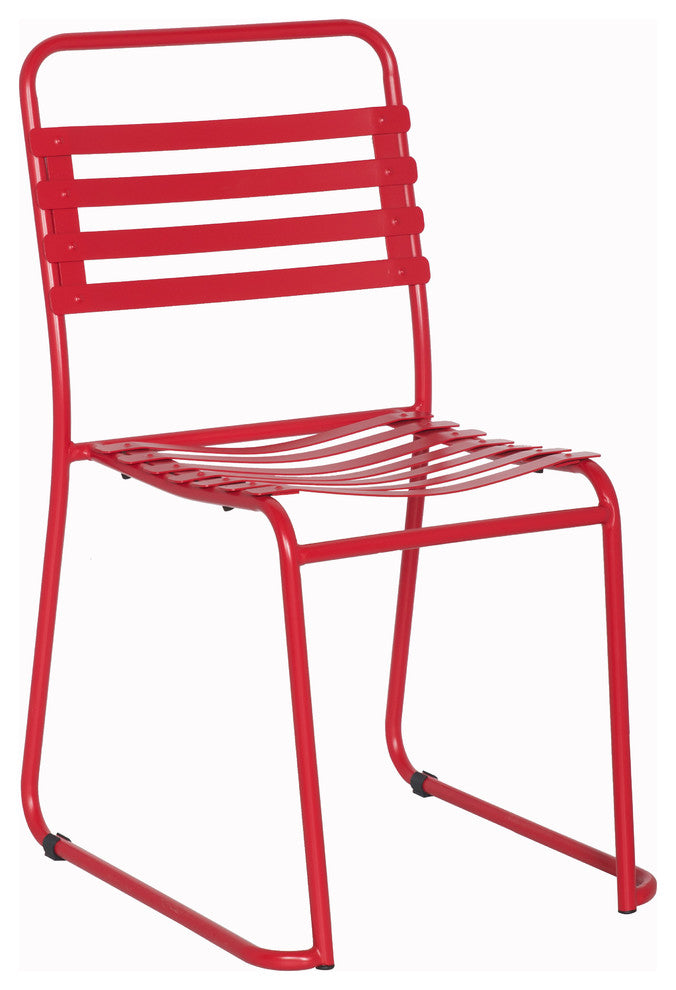 Montes Stackable Outdoor Dining Chair, Frosted Red (Set of 4)