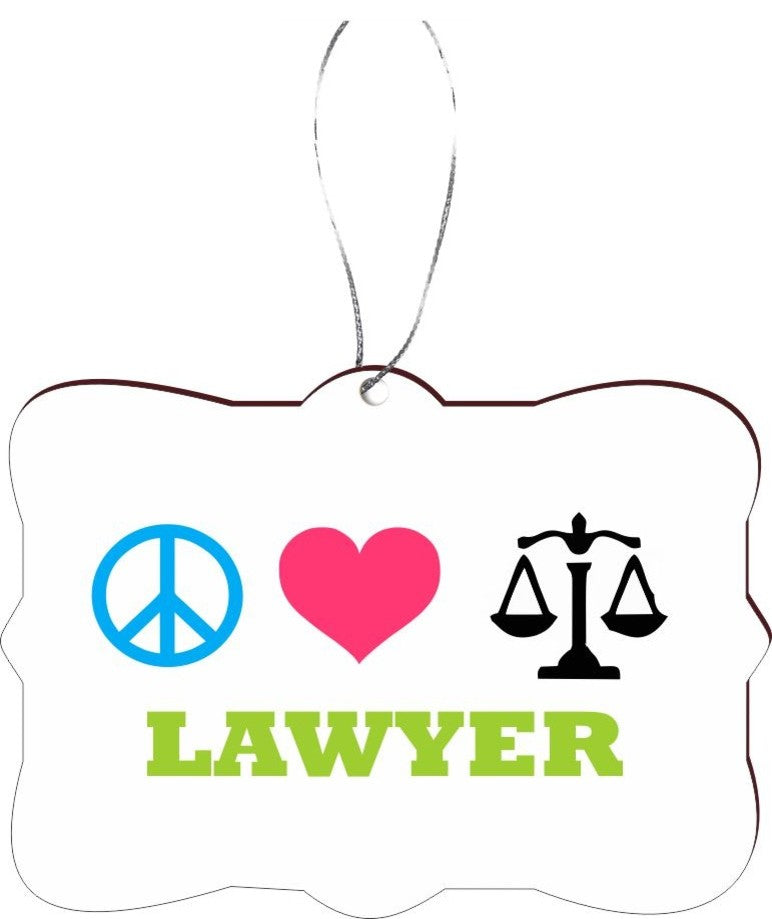 Peace Love Lawyer Design Rectangle Christmas Tree Ornament
