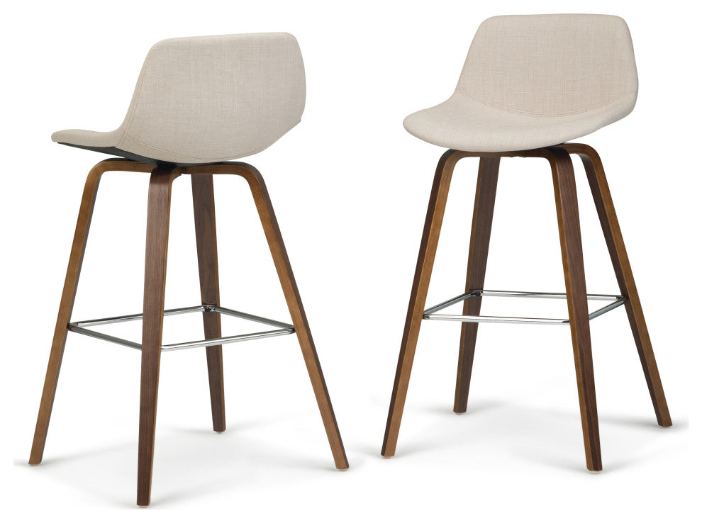 Randolph Bentwood Counter Height Stool (Set Of 2) In Natural Linen Look Fabric