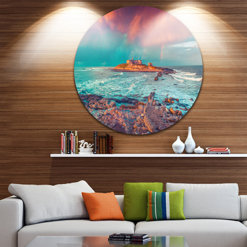 Blue Waters In Spring, Seascape Photo Large Disc Metal Wall Art, 11"