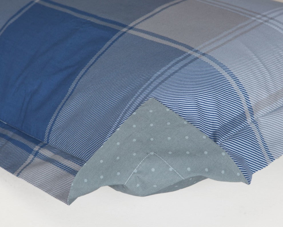 Pale Blue Plaid Duvet Cover Set Set