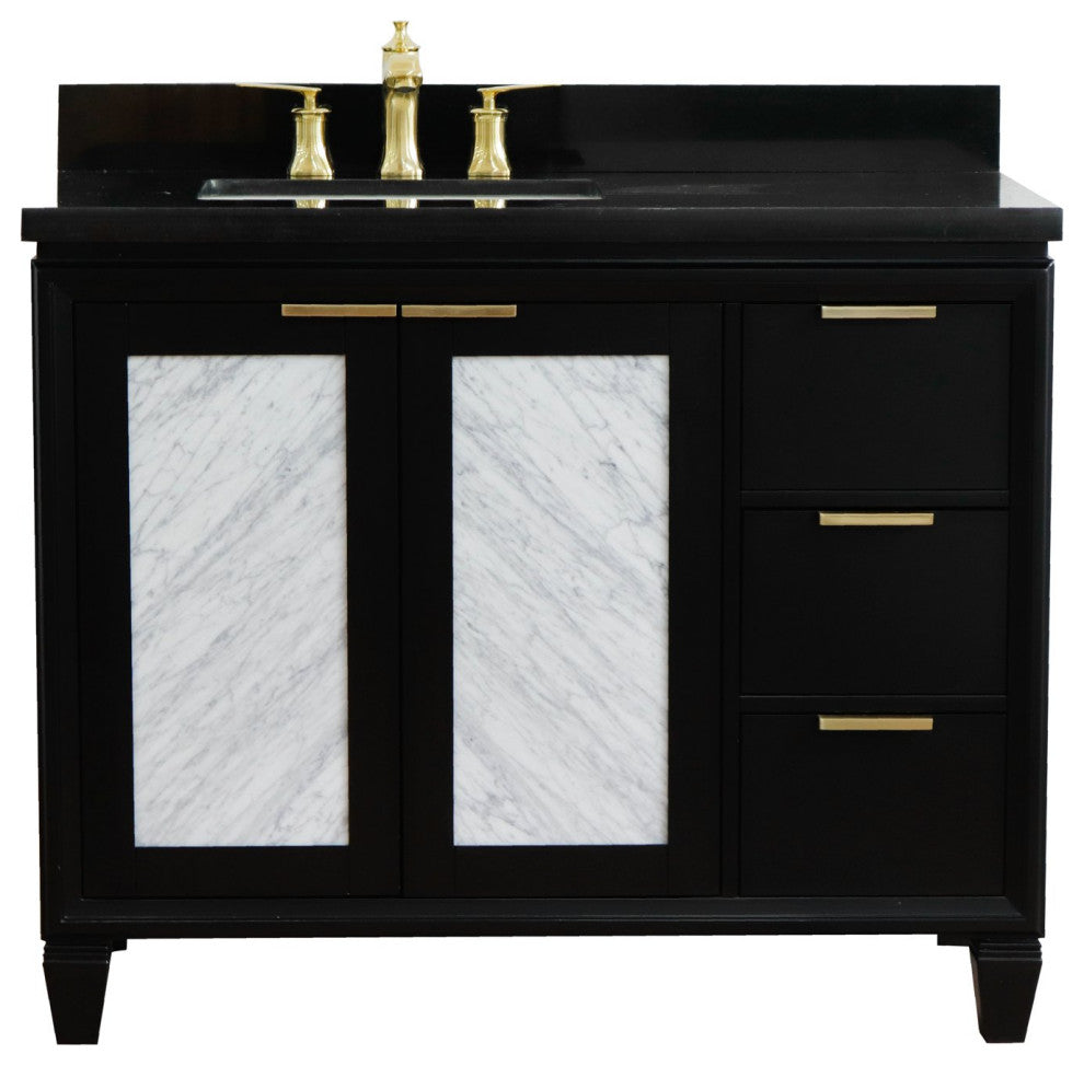 43" Single Vanity, Black Finish With Black Galaxy