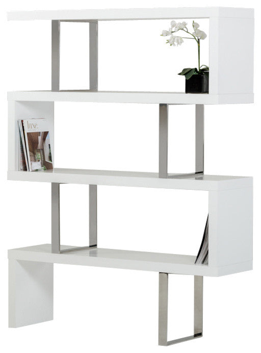 Modrest Maze Modern Geometric Bookcase, White