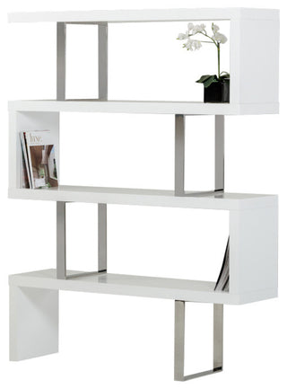 Modrest Maze Modern Geometric Bookcase, White