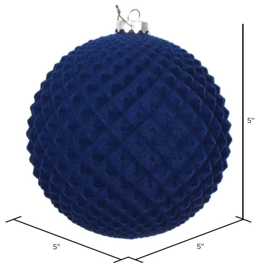 Vickerman Mt197131D 5" Midnight Blue Flocked Durian Ball Ornament, 2 Per Bag