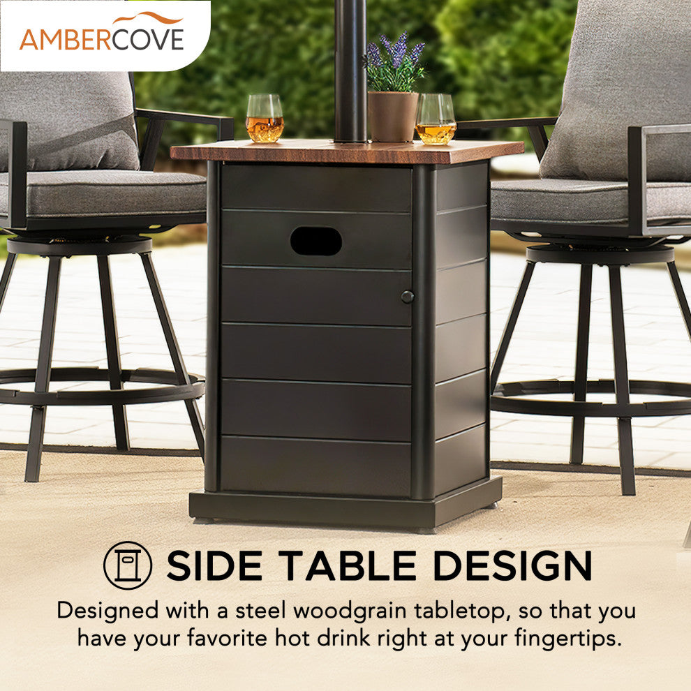 Sunjoy Outdoor Patio 45,000 BTU Black Steel Propane Dual Heater w/ Table Top
